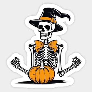 Skeleton pumpkin party Halloween design Sticker